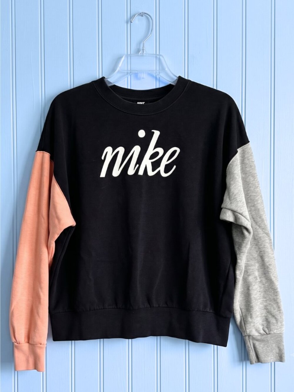 NIKE Black Grey Pink Color-block Oversized Sweatshirt - Size Small EUC